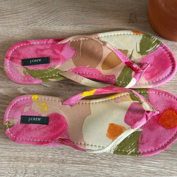 J. Crew Printed Fabric Flip Flop Thong Sandals, 8 - Picture 4 of 6